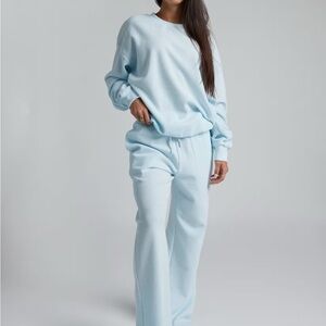 Comfrt Brand Light Blue Ribbed Loungewear Set